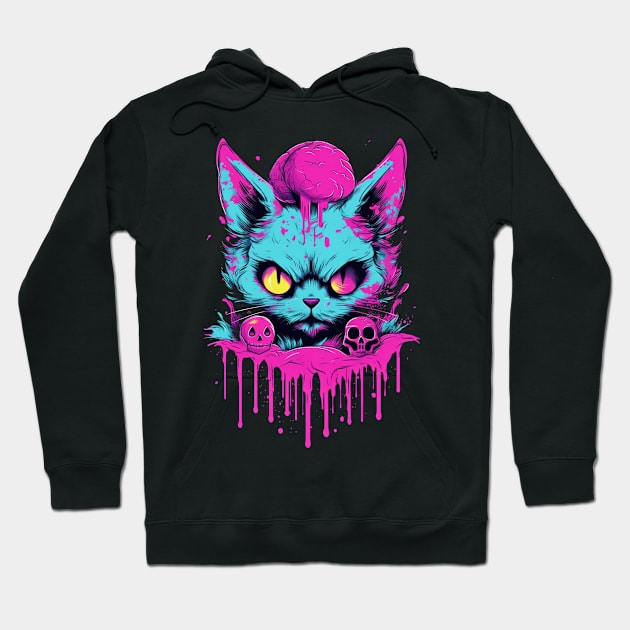 My kitty loves to vibe to synthwave just as much as I do Hoodie by Pixel Poetry